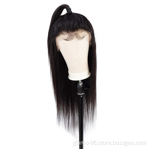 Swiss Lace Frontal Straight Wig 100% Cuticle Aligned Human Hair Lace Front Wig Natural Color Raw Unprocessed Brazilian Short